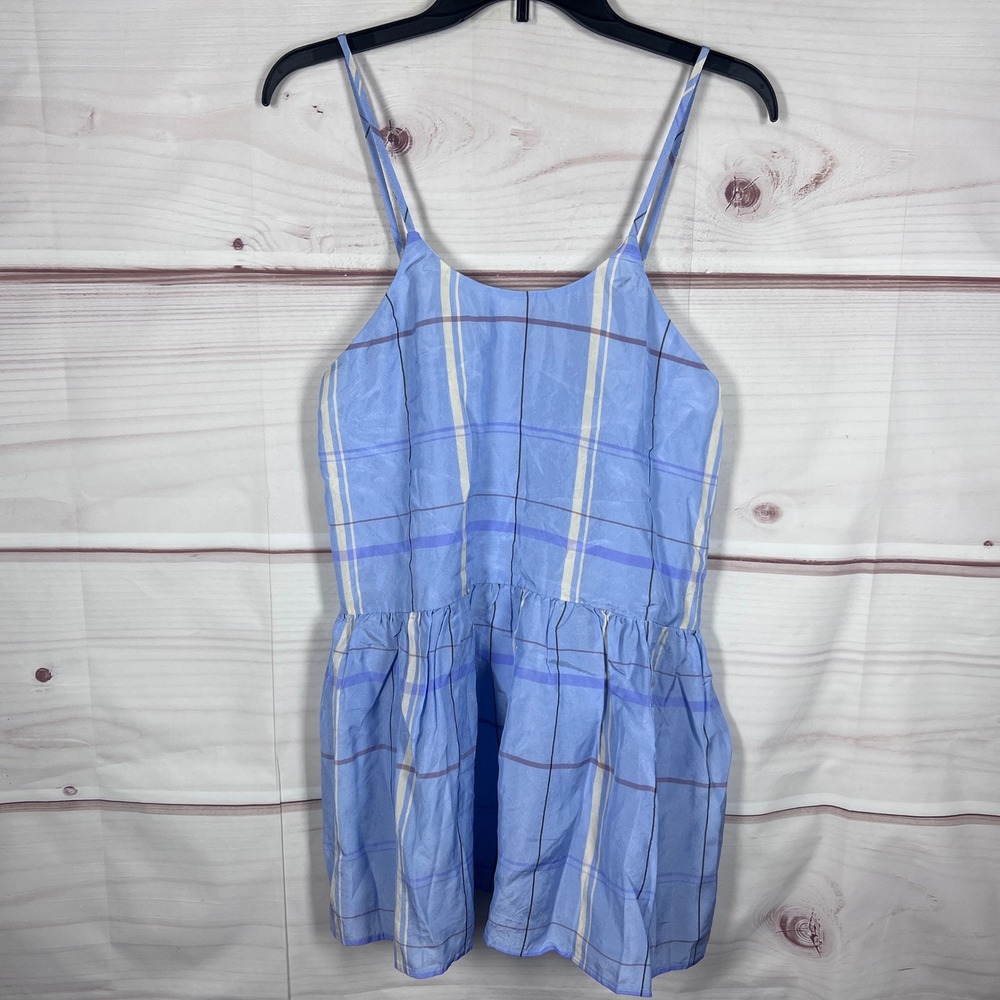 Phisique Du Role Plaid Blouse Womens 1 US 4 Blue Spaghetti Strap Sleeveless Tank